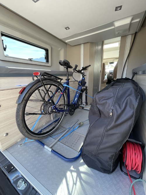 veloboy T1E inside a campervan